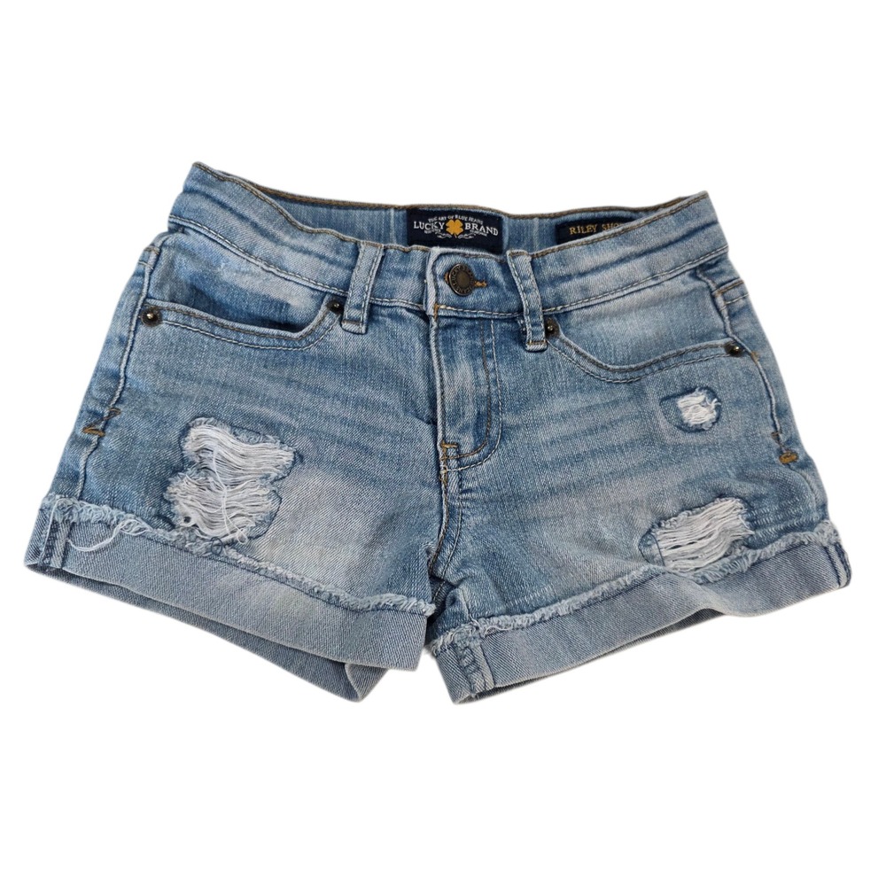 Lucky Brand Cut Off‎ Shorts Girls Blue 6 Denim Riley Distressed Cuffed Trendy